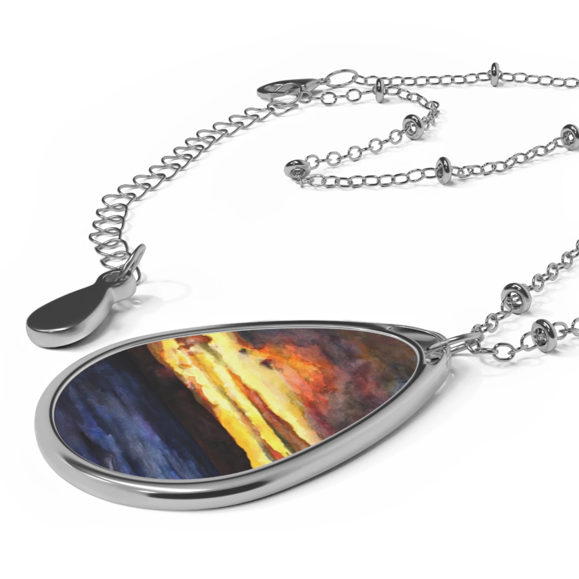Clyde Sunset | Scottish Jewellery | Necklace - River Art Gallery Scotland Worldwide Shipping Silver Teardrop Pendant Hunter Prints