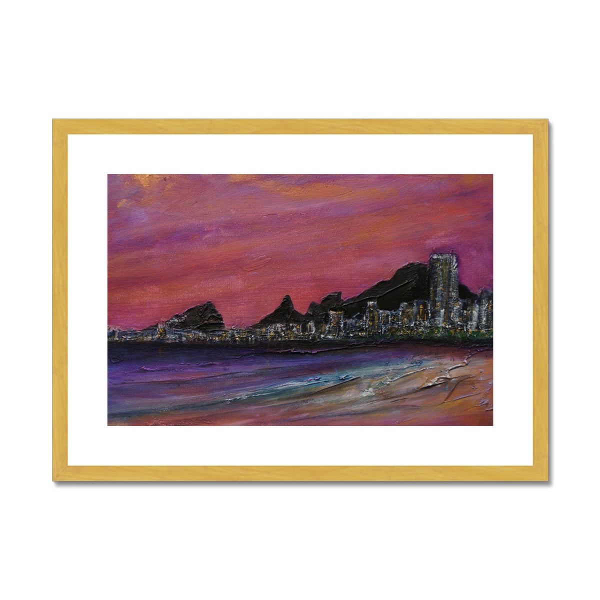 Copacabana Beach Dusk Painting | Antique Framed & Mounted Prints From Scotland