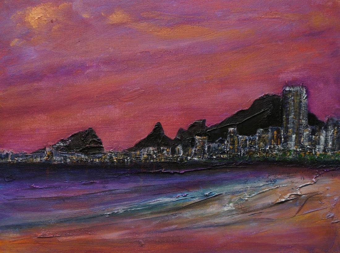 Copacabana Beach Dusk Painting Fine Art Prints