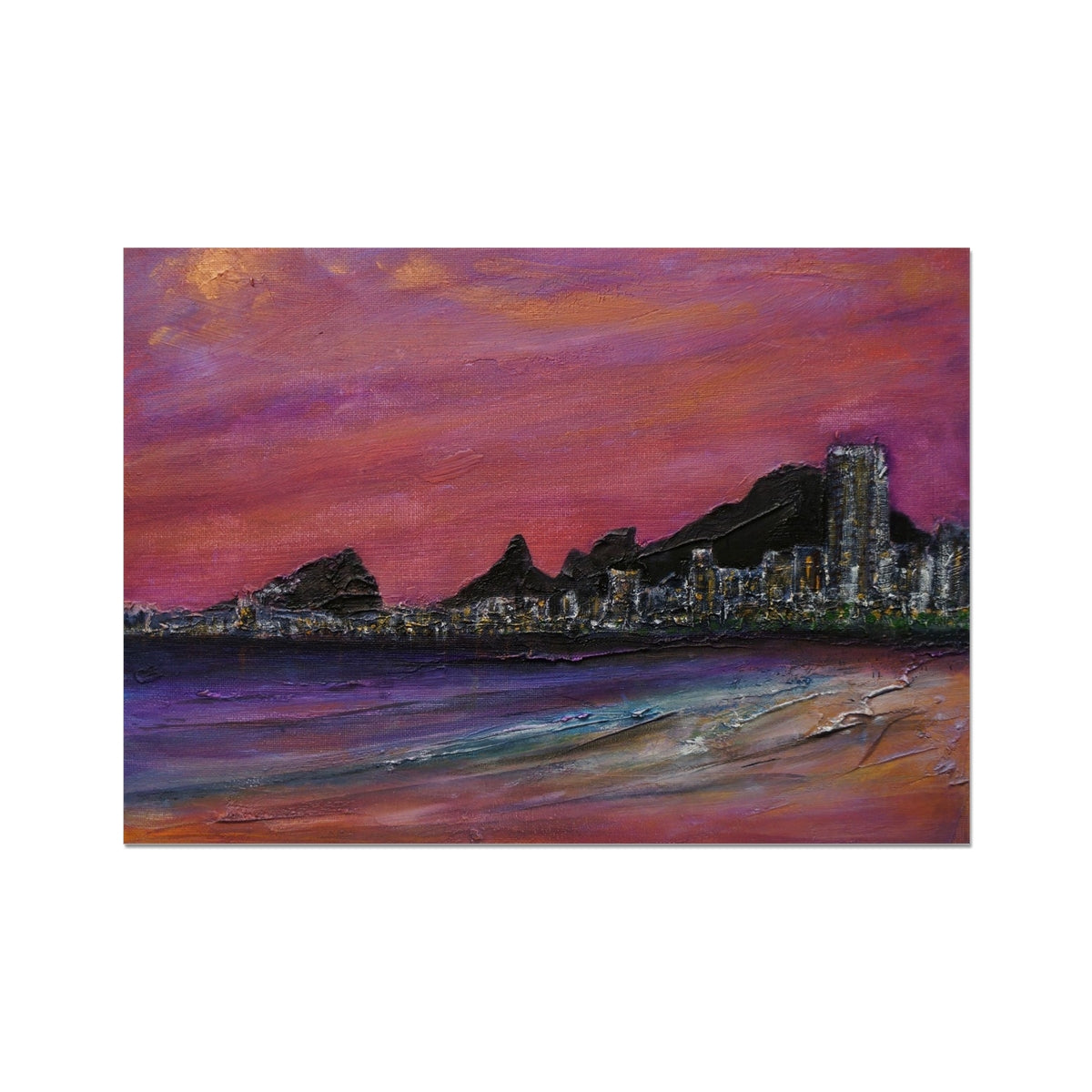 Copacabana Beach Dusk Painting | Fine Art Prints From Scotland