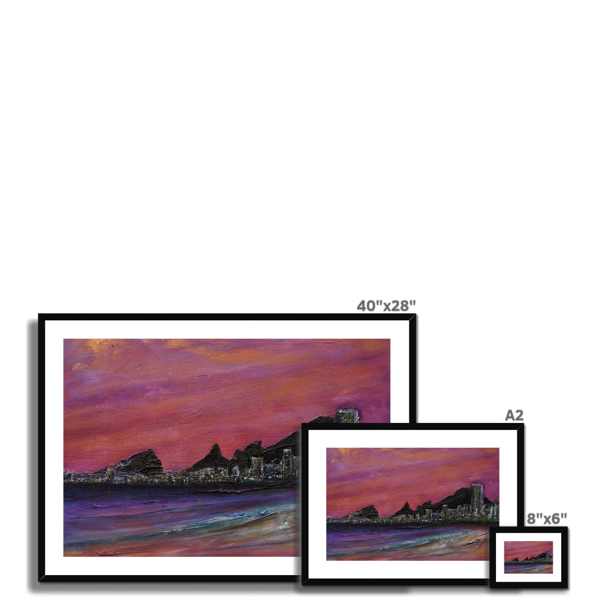 Copacabana Beach Dusk Painting | Framed & Mounted Prints From Scotland