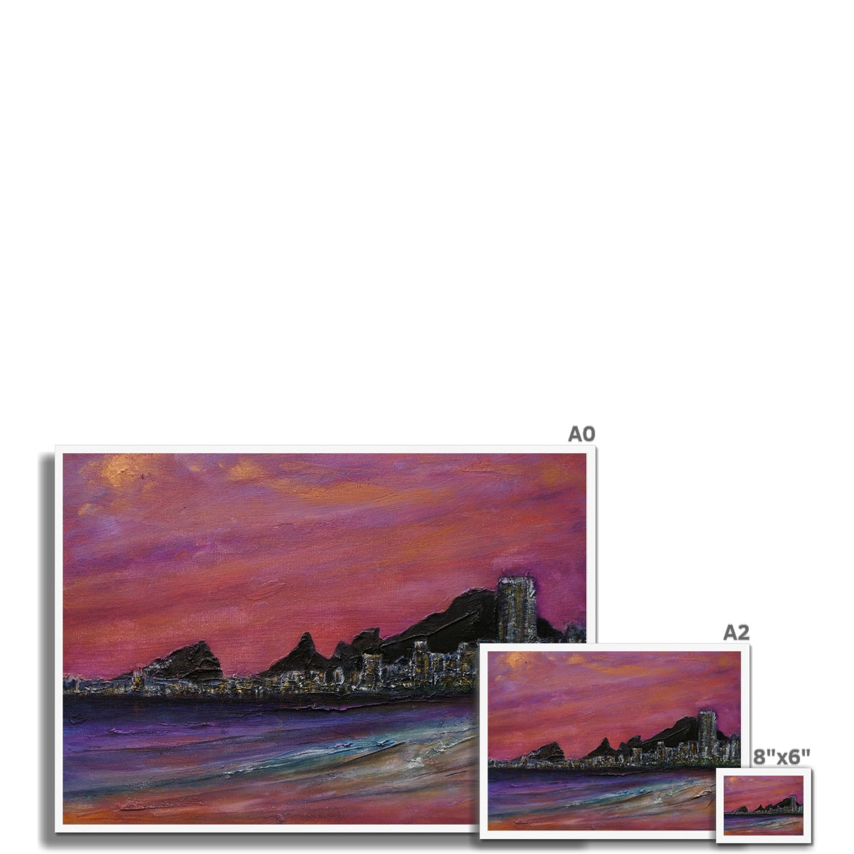 Copacabana Beach Dusk Painting | Framed Prints From Scotland