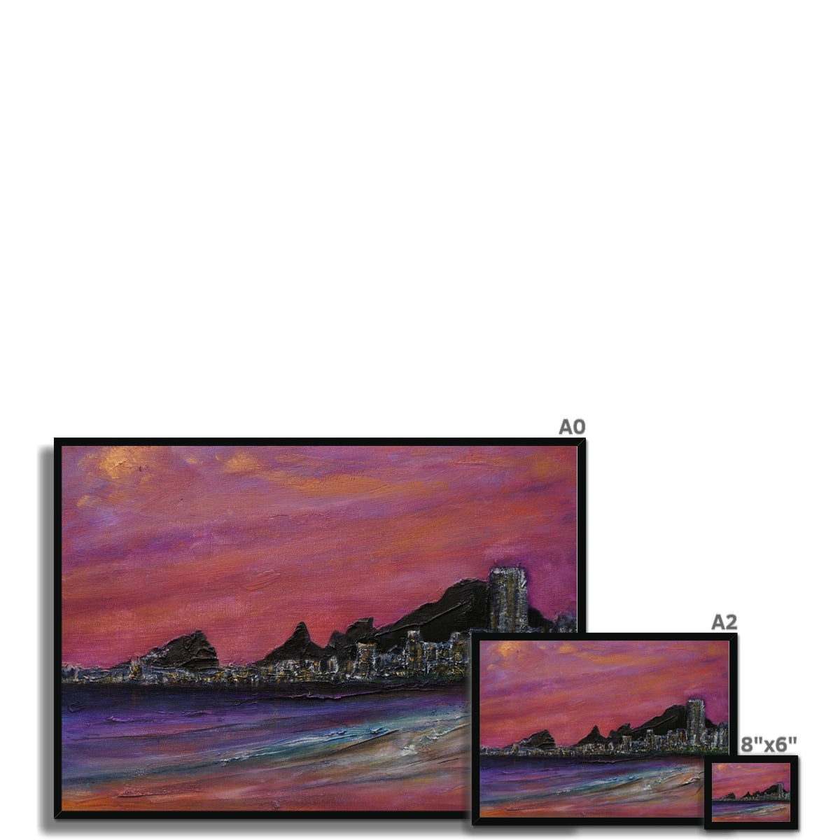 Copacabana Beach Dusk Painting | Framed Prints From Scotland