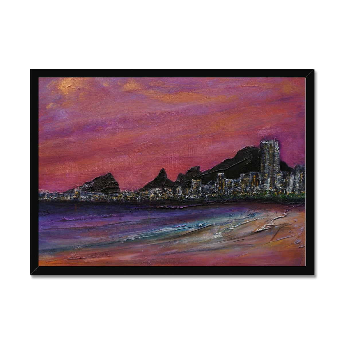 Copacabana Beach Dusk Painting | Framed Prints From Scotland