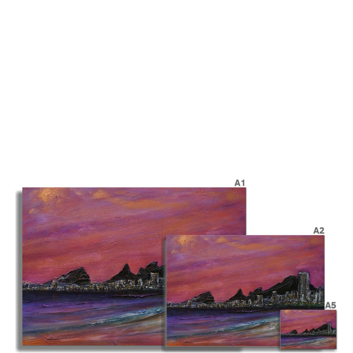 Copacabana Beach Dusk Painting | Signed Art Prints From Scotland | By Scottish Artist Hunter