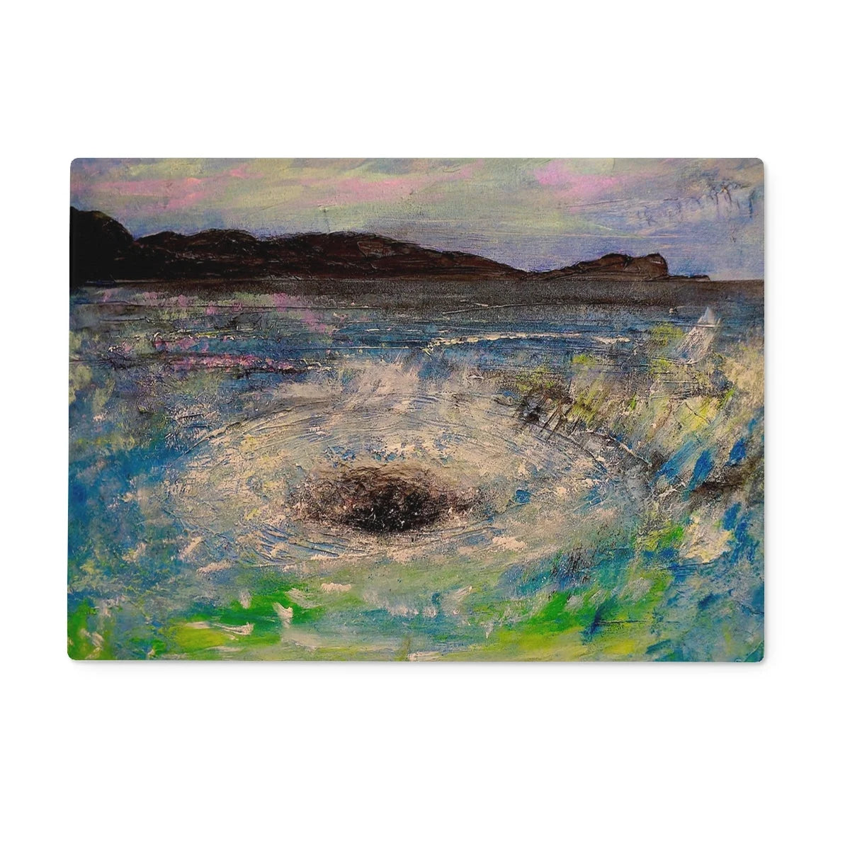 The Corryvreckan Whirlpool Glass Chopping Board - Historic & Iconic Art Gallery Scotland Worldwide Shipping Scottish Castles Paintings