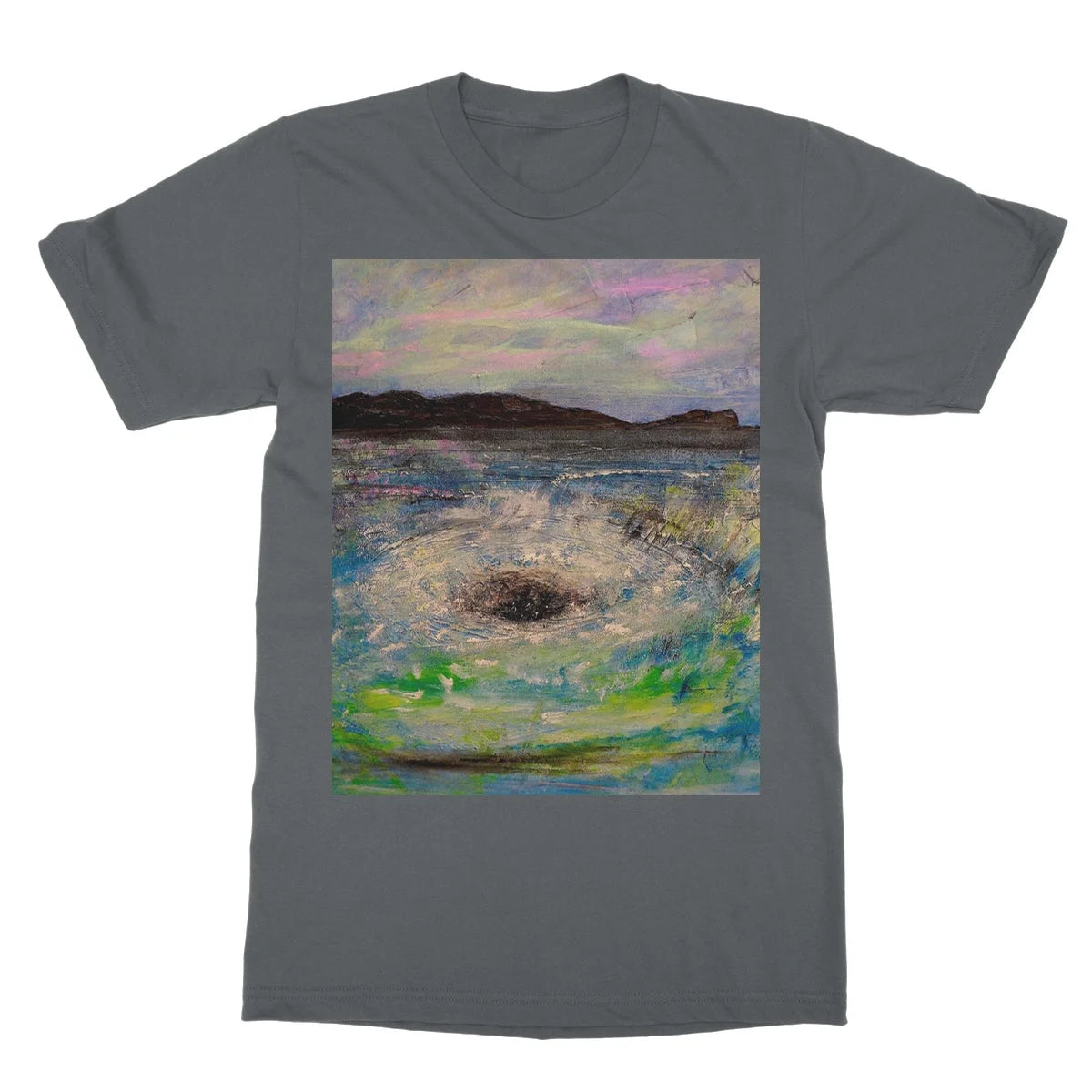 The Corryvreckan Whirlpool Softstyle T-shirt - Historic & Iconic Art Gallery Scotland Worldwide Shipping Scottish Castles Paintings