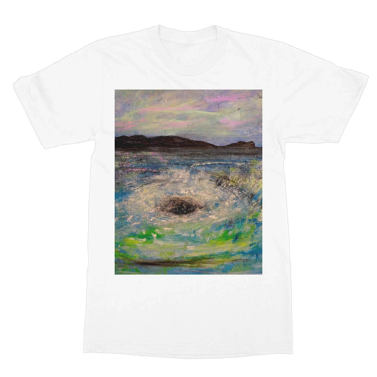 The Corryvreckan Whirlpool Softstyle T-shirt - Historic & Iconic Art Gallery Scotland Worldwide Shipping Scottish Castles Paintings