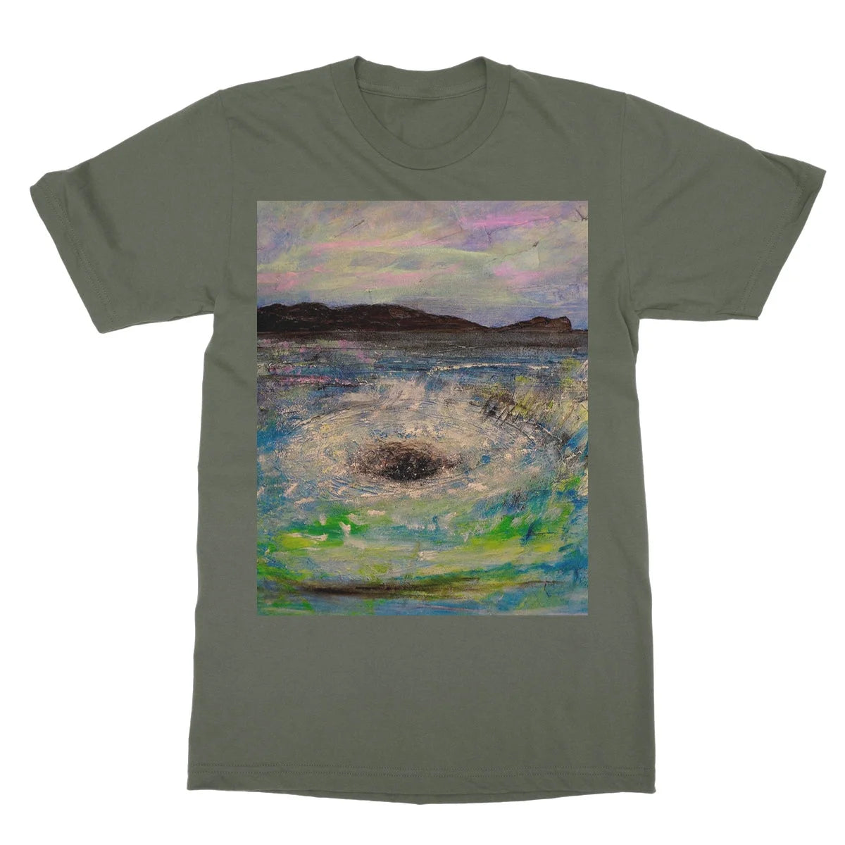 The Corryvreckan Whirlpool Softstyle T-shirt - Historic & Iconic Art Gallery Scotland Worldwide Shipping Scottish Castles Paintings