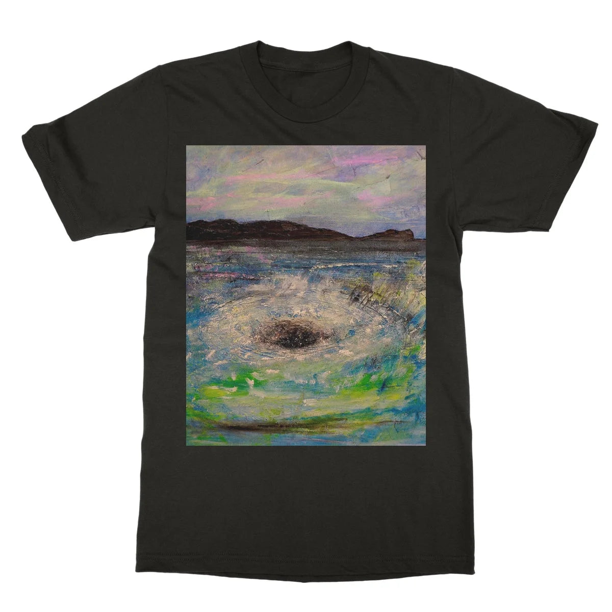 The Corryvreckan Whirlpool Softstyle T-shirt - Historic & Iconic Art Gallery Scotland Worldwide Shipping Scottish Castles Paintings