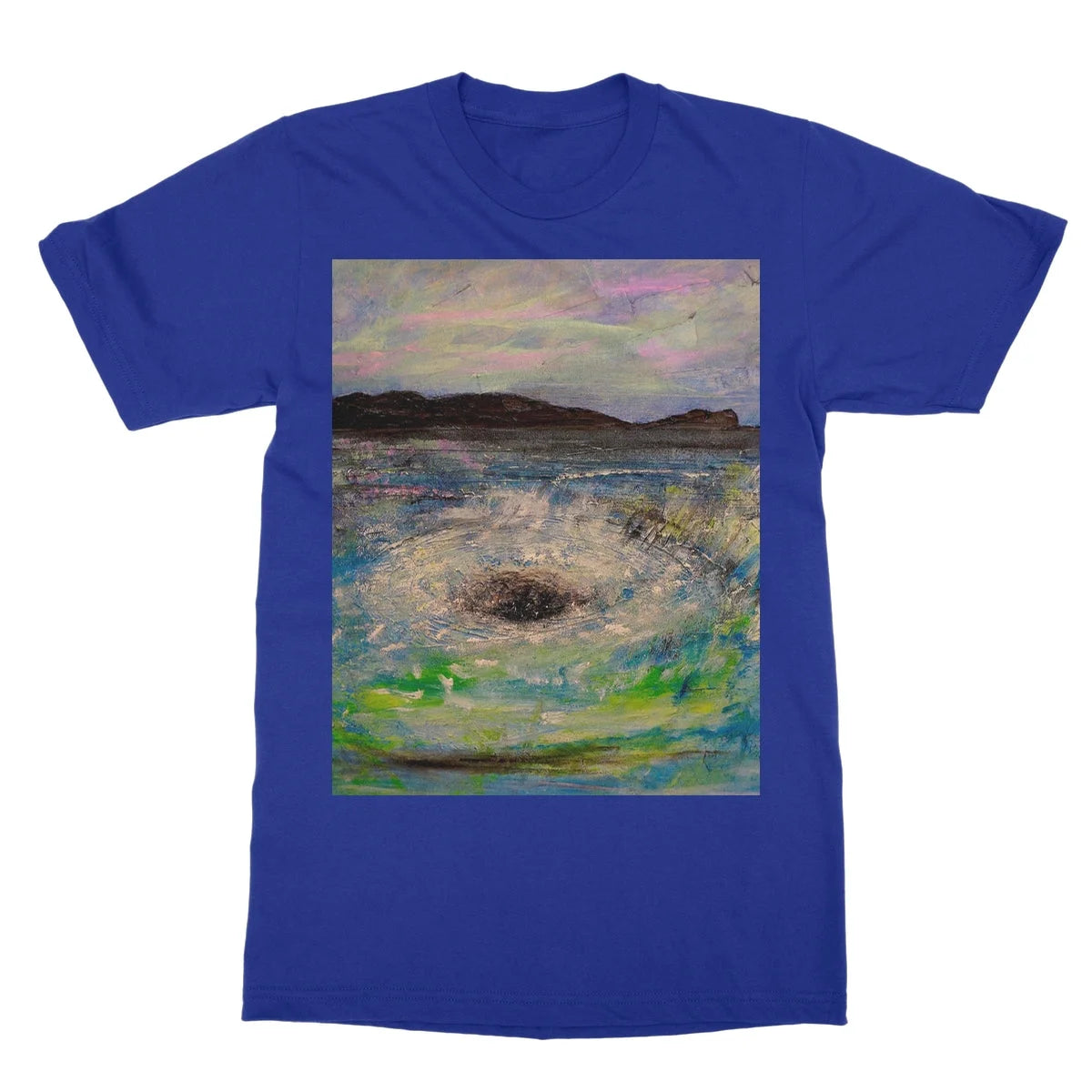 The Corryvreckan Whirlpool Softstyle T-shirt - Historic & Iconic Art Gallery Scotland Worldwide Shipping Scottish Castles Paintings