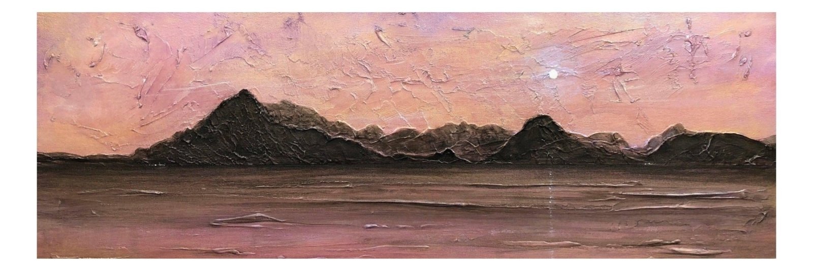 Cuillin Skye Moonset-Panoramic Prints-Skye Art Gallery-Paintings, Prints, Homeware, Art Gifts From Scotland By Scottish Artist Kevin Hunter