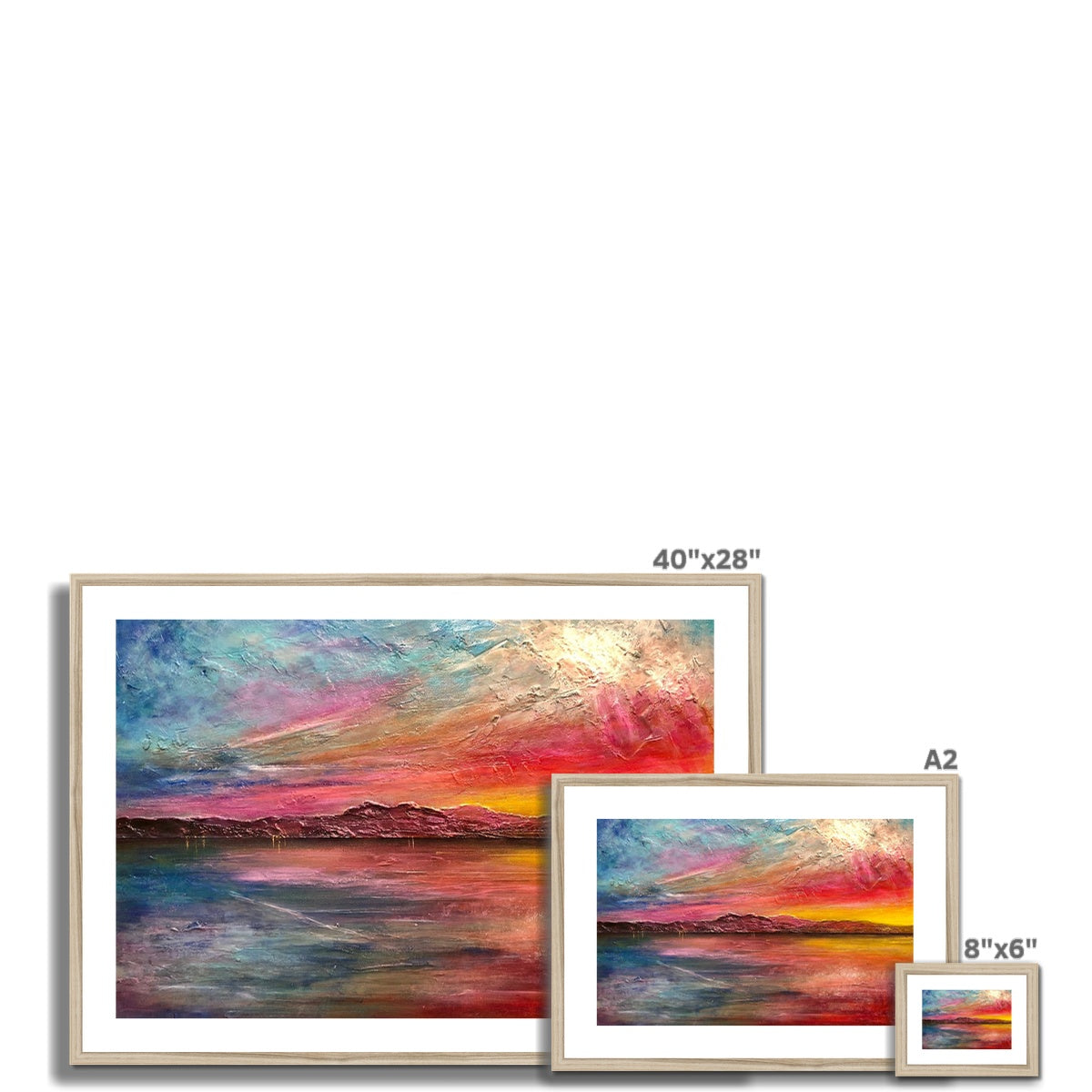 Arran Sunset ii Painting | Framed & Mounted Prints From Scotland-Framed & Mounted Prints-Arran Art Gallery-Paintings, Prints, Homeware, Art Gifts From Scotland By Scottish Artist Kevin Hunter