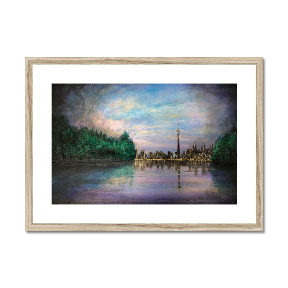 Toronto Last Light Painting | Framed & Mounted Prints From Scotland-Framed & Mounted Prints-World Art Gallery-A2 Landscape-Natural Frame-Paintings, Prints, Homeware, Art Gifts From Scotland By Scottish Artist Kevin Hunter