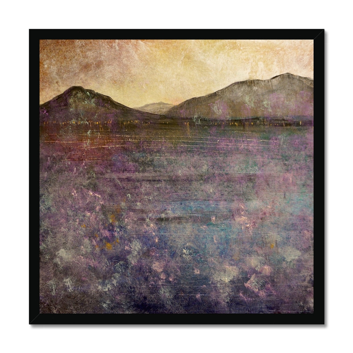 River Clyde Winter Dusk Painting | Framed Prints From Scotland-Framed Prints-River Clyde Art Gallery-20"x20"-Black Frame-Paintings, Prints, Homeware, Art Gifts From Scotland By Scottish Artist Kevin Hunter