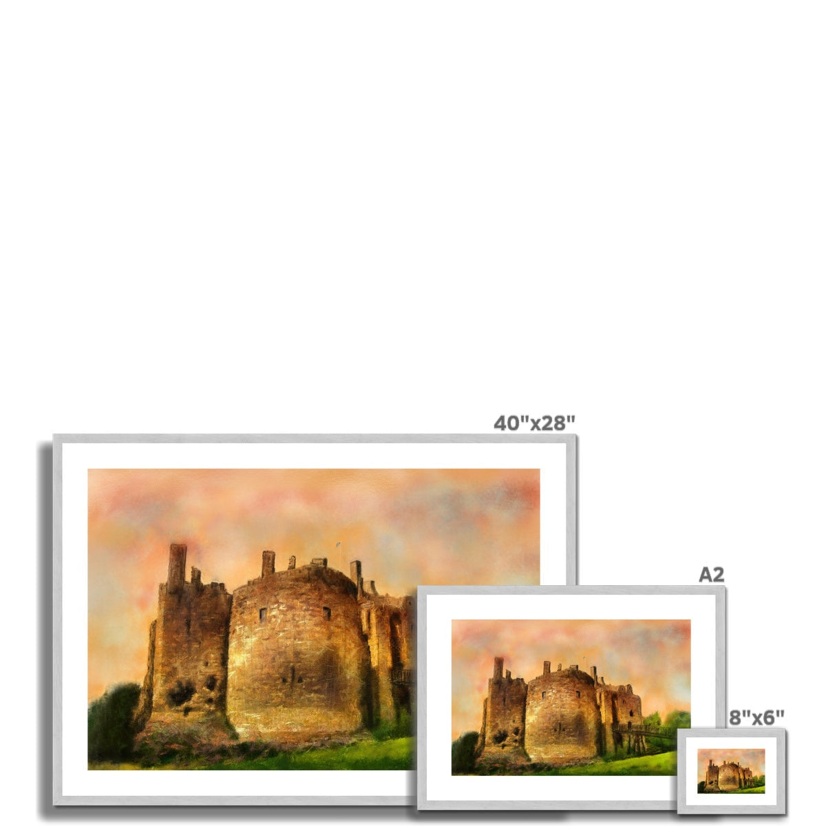 Dirleton Castle Dusk Painting | Antique Framed & Mounted Prints From Scotland