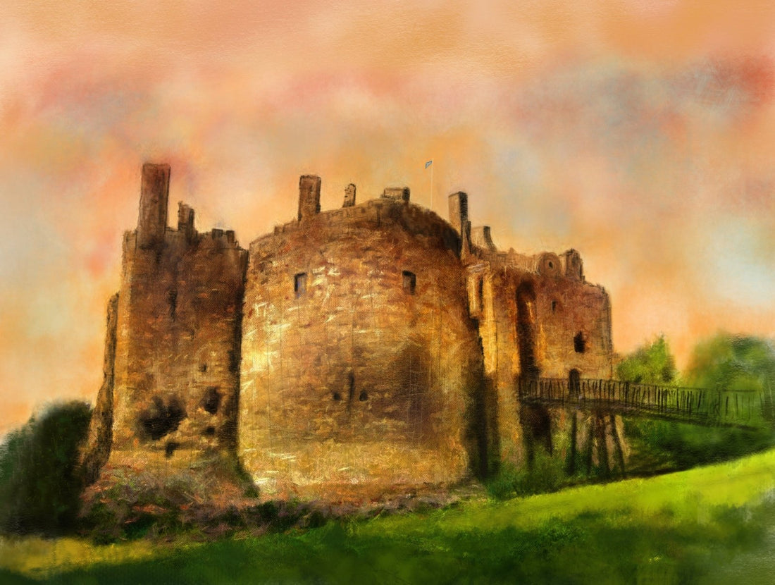 Dirleton Castle Dusk Painting Fine Art Prints