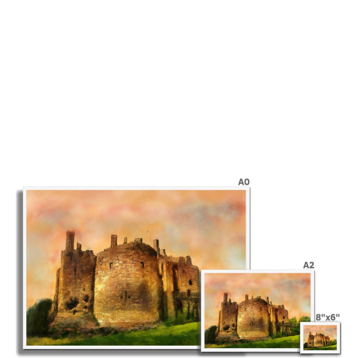 Dirleton Castle Dusk Painting | Framed Prints From Scotland