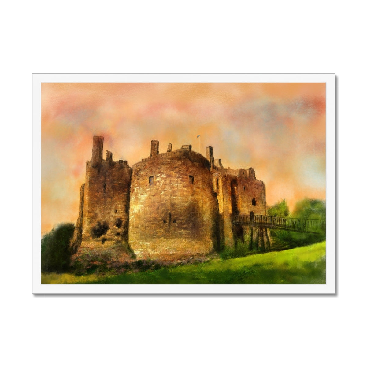 Dirleton Castle Dusk Painting | Framed Prints From Scotland