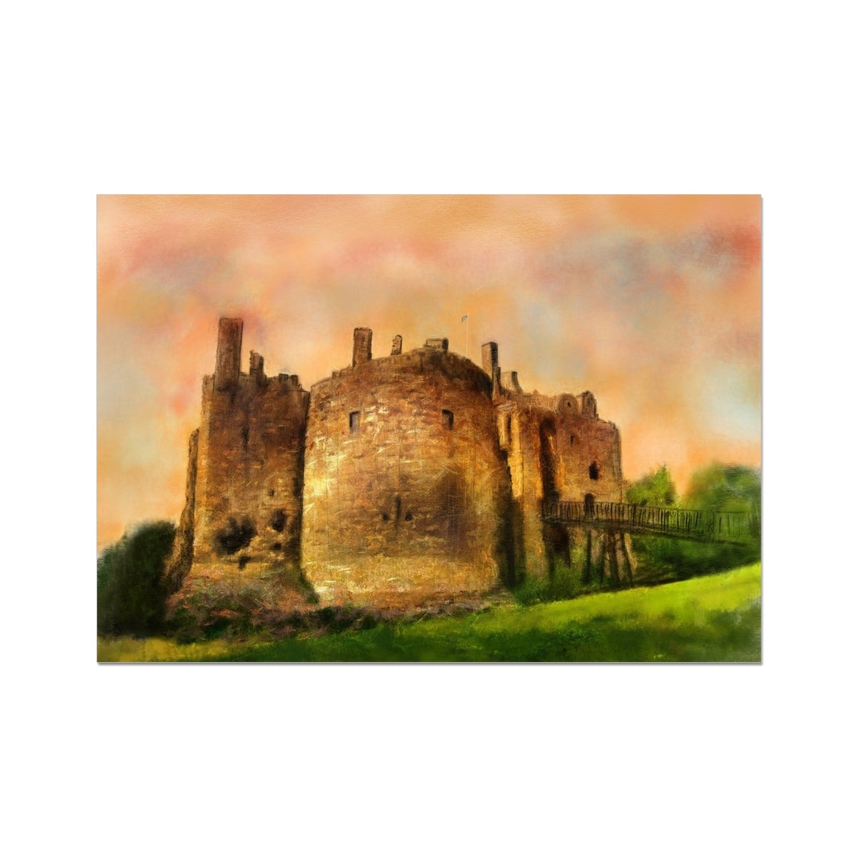 Dirleton Castle Dusk Painting Scotland | Signed Scottish Fine Art Prints