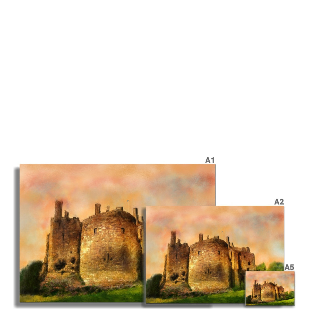 Dirleton Castle Dusk Painting | Signed Art Prints From Scotland | By Scottish Artist Hunter