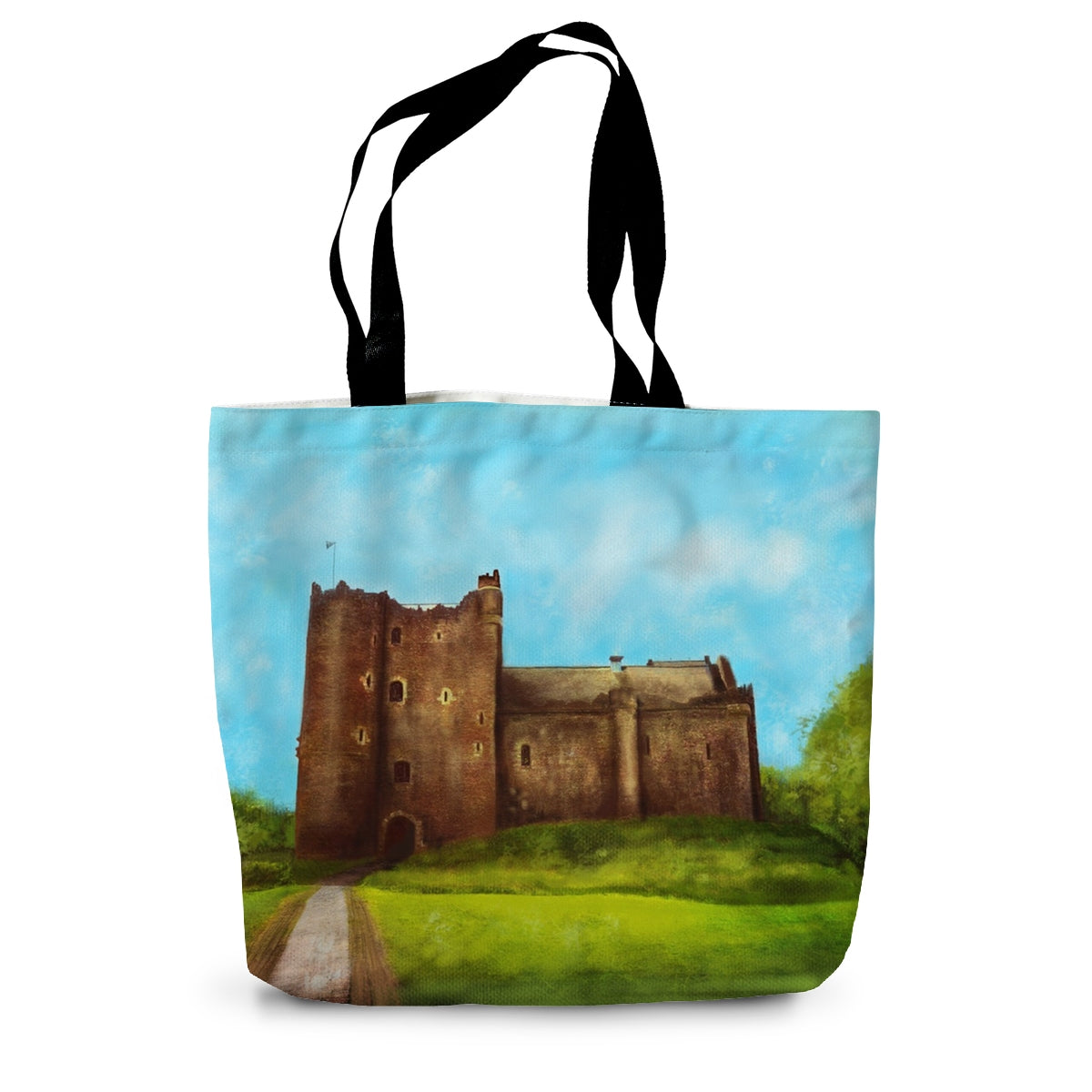 Doune Castle Art Gifts Canvas Tote Bag-Bags-Historic & Iconic Scotland Art Gallery-14"x18.5"-Paintings, Prints, Homeware, Art Gifts From Scotland By Scottish Artist Kevin Hunter