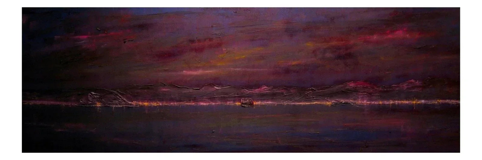 Dumbarton Rock Deep Dusk Original Panoramic Painting - Scottish Artist River Clyde Art Gallery Scotland