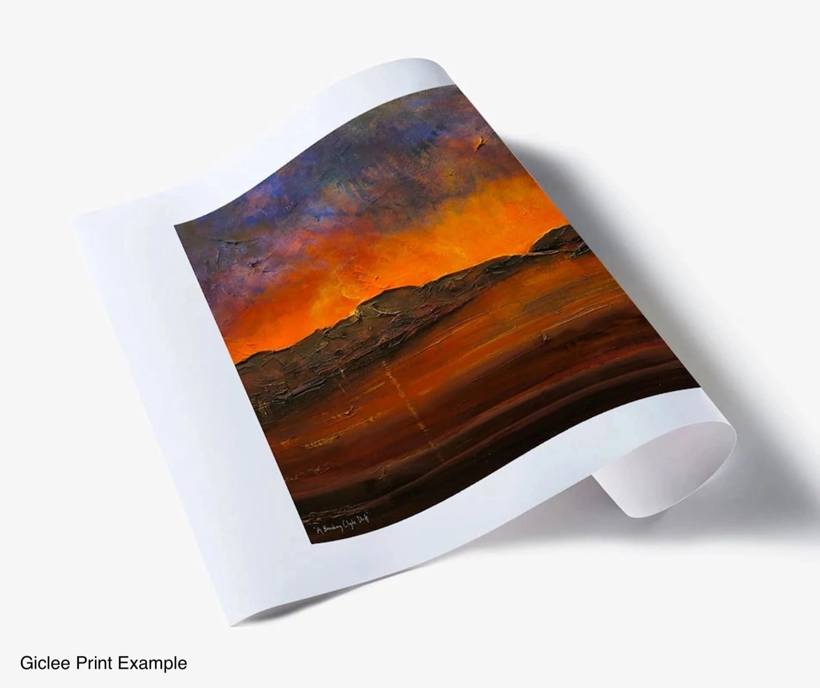 Dumbarton Rock Deep Dusk-Panoramic Prints-River Clyde Art Gallery-Paintings, Prints, Homeware, Art Gifts From Scotland By Scottish Artist Kevin Hunter