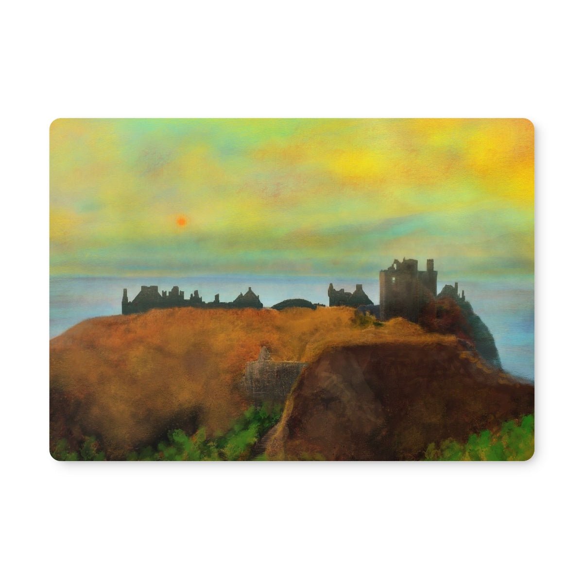 Dunnottar Castle Art Gifts Placemat-Placemats-Scottish Castles Art Gallery-2 Placemats-Paintings, Prints, Homeware, Art Gifts From Scotland By Scottish Artist Kevin Hunter