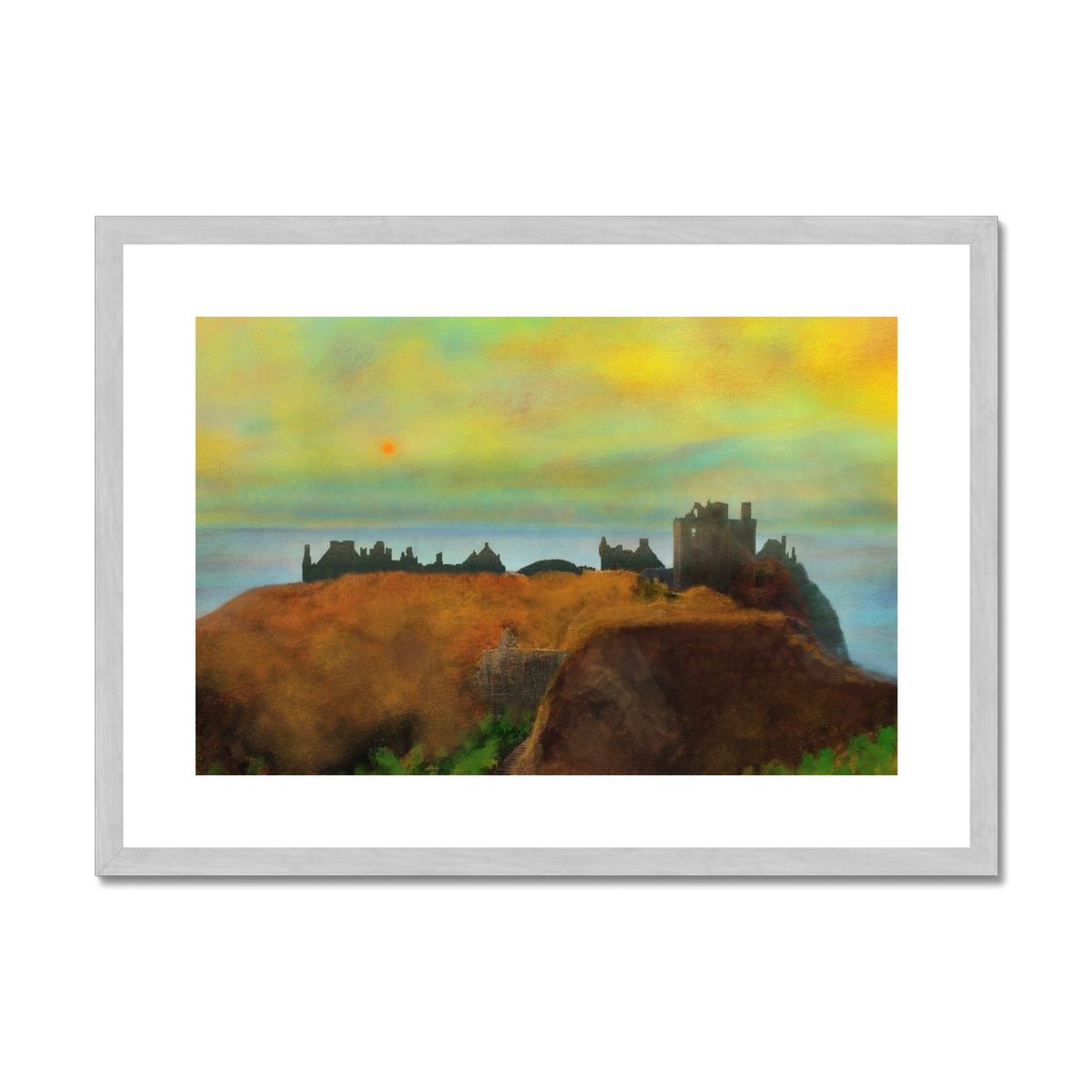 Dunnottar Castle Dusk Dusk Painting | Antique Framed & Mounted Prints From Scotland