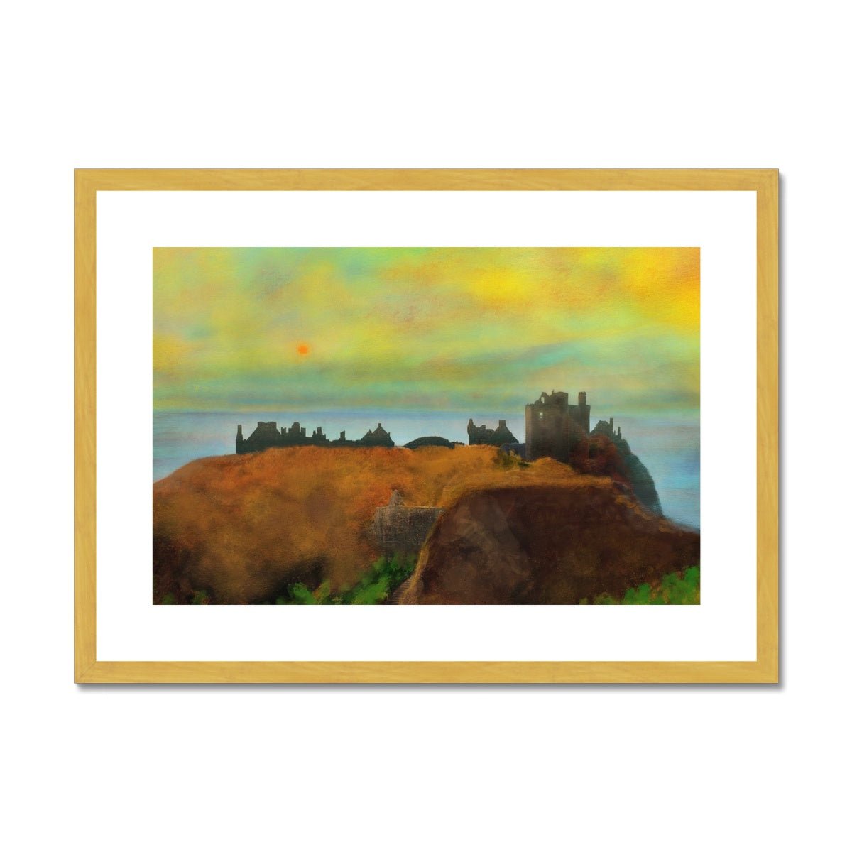 Dunnottar Castle Dusk Dusk Painting | Antique Framed & Mounted Prints From Scotland