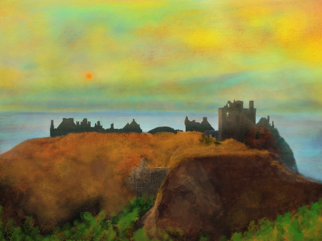 Dunnottar Castle Dusk Painting Fine Art Prints
