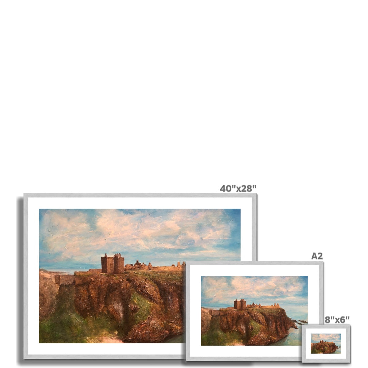 Dunnottar Castle Painting | Antique Framed & Mounted Prints From Scotland