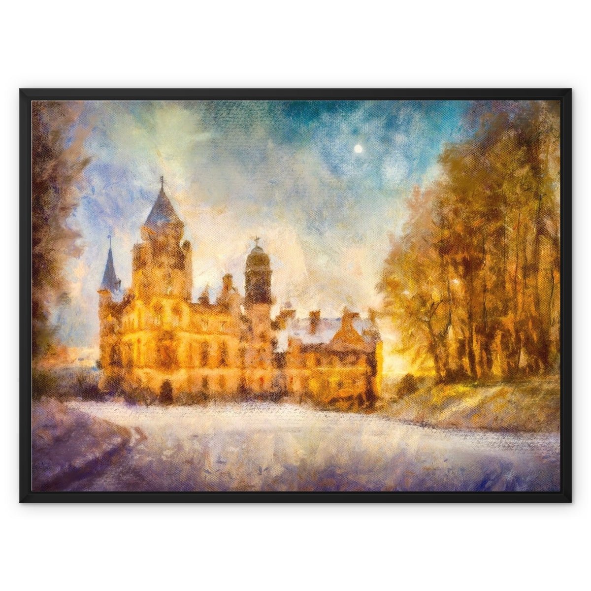 Dunrobin Castle Moonlight Painting | Framed Canvas From Scotland