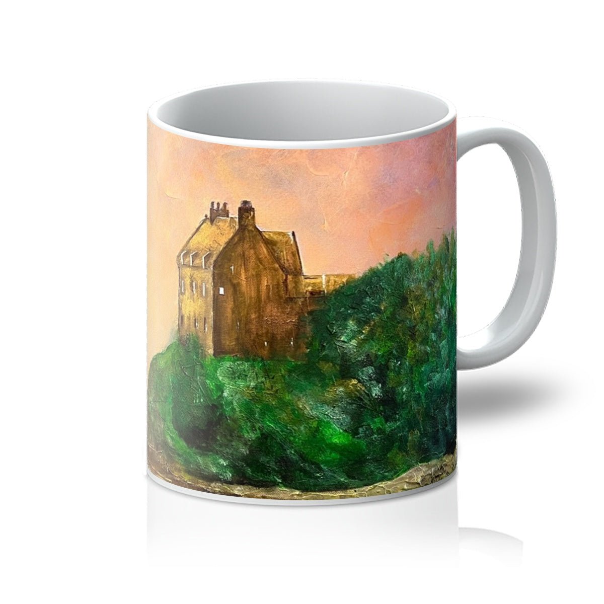 Duntrune Castle Art Gifts Mug-Mugs-Scottish Castles Art Gallery-11oz-White-Paintings, Prints, Homeware, Art Gifts From Scotland By Scottish Artist Kevin Hunter