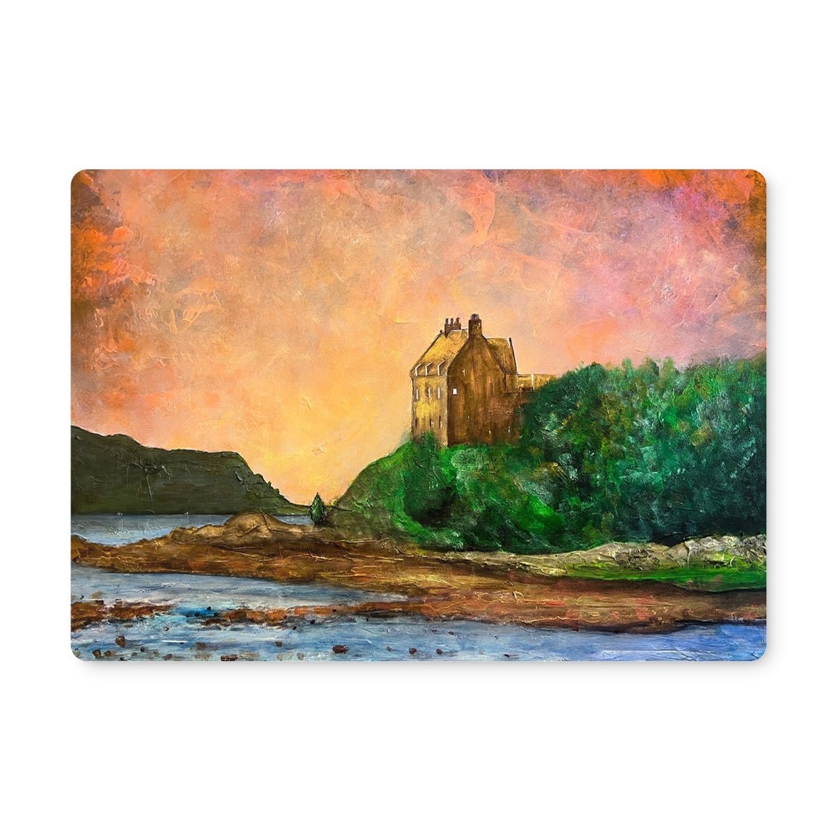 Duntrune Castle Art Gifts Placemat-Placemats-Scottish Castles Art Gallery-4 Placemats-Paintings, Prints, Homeware, Art Gifts From Scotland By Scottish Artist Kevin Hunter