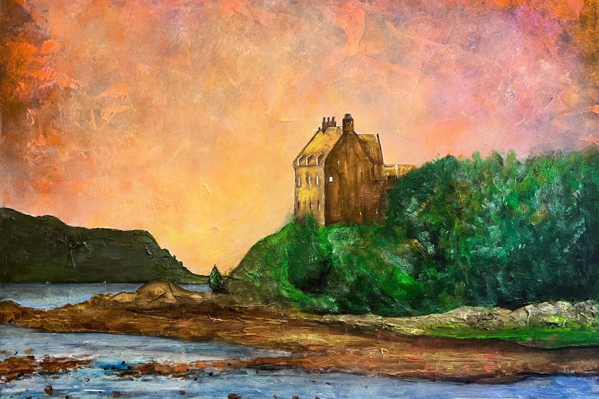 Duntrune Castle | Statement Interior Wall Art from Scotland - Historic & Iconic Gallery Worldwide Shipping Painting Castle Hill Scottish