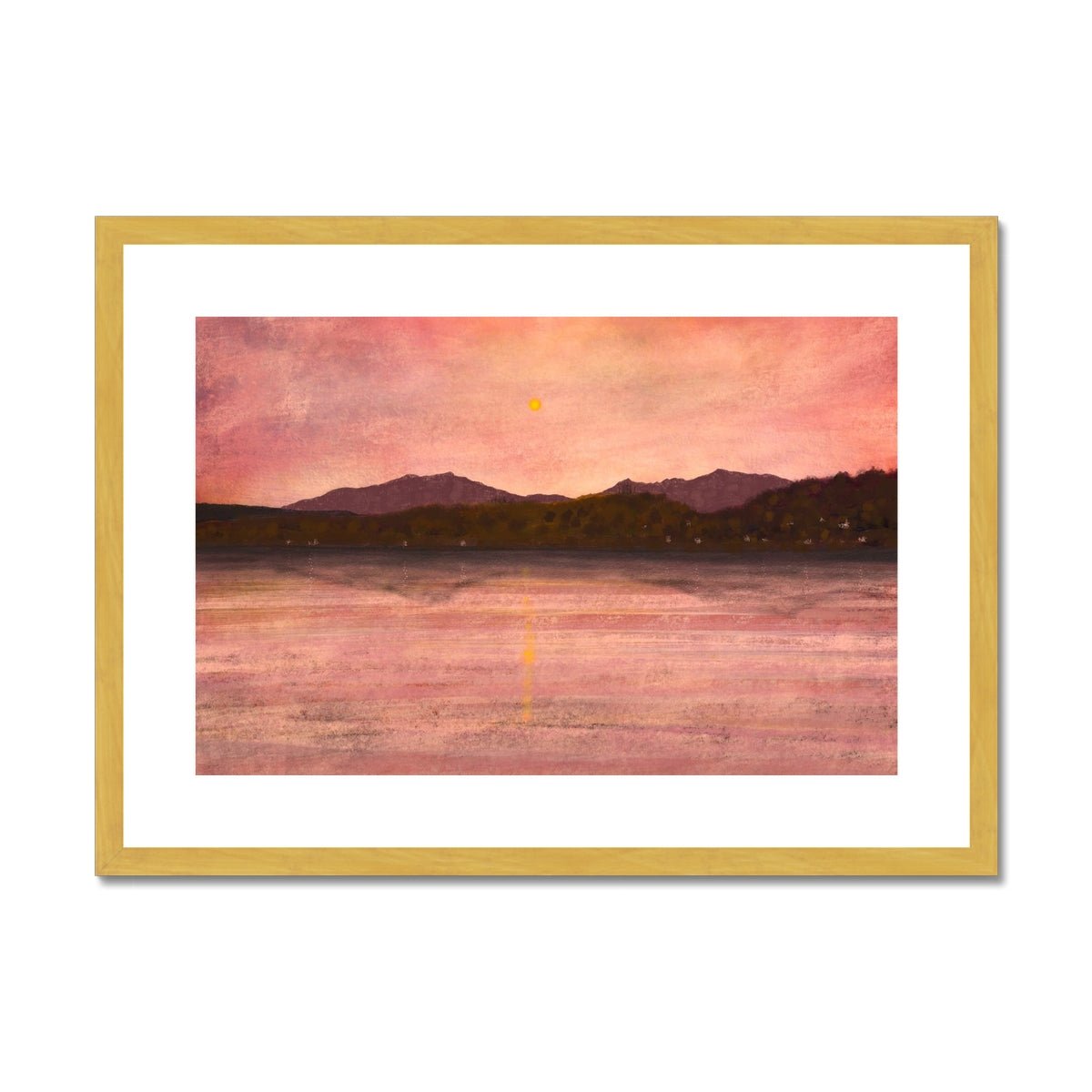 Dusk Over Arran & Bute Painting | Antique Framed & Mounted Prints From Scotland