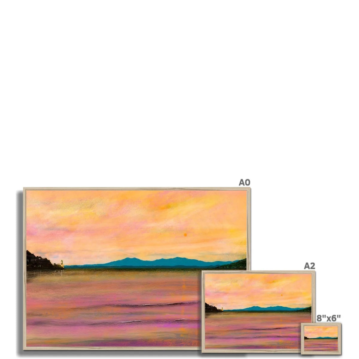 Dusk Over Arran & the Cloch Framed Print - River Clyde Art Gallery Scotland Worldwide Shipping Paintings | Prints | Gifts from by Scottish