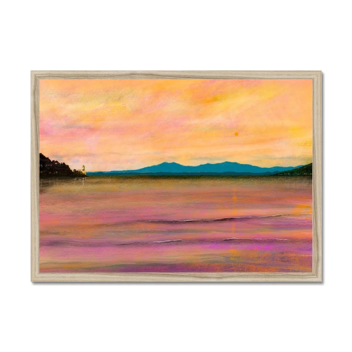 Dusk Over Arran & the Cloch Framed Print - River Clyde Art Gallery Scotland Worldwide Shipping Paintings | Prints | Gifts from by Scottish