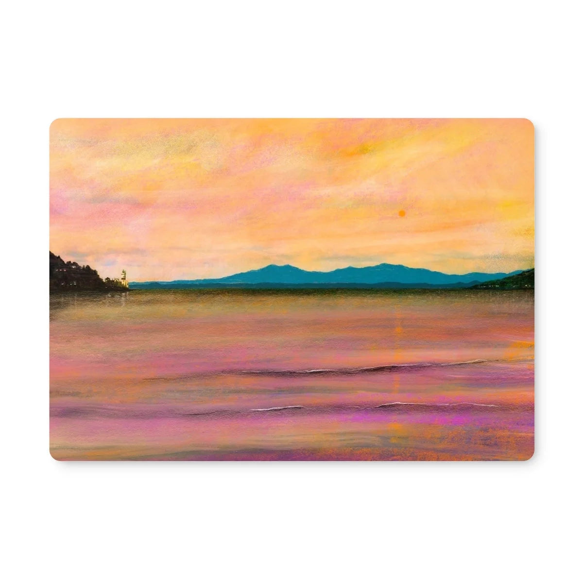Dusk Over Arran & the Cloch Placemat - River Clyde Art Gallery Scotland Worldwide Shipping Paintings | Prints | Gifts