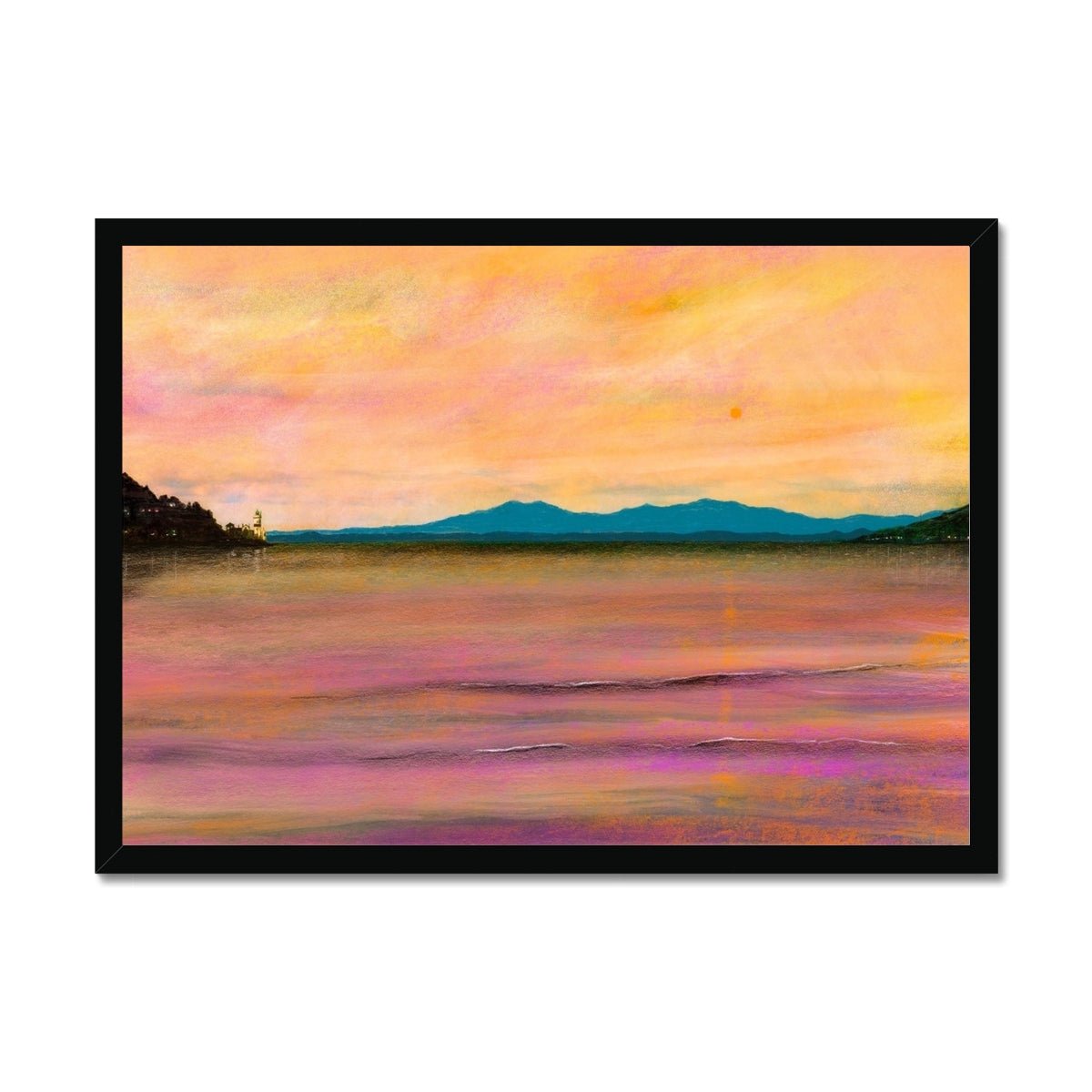 Dusk Over Arran & The Cloch Lighthouse Painting | Framed Prints From Scotland