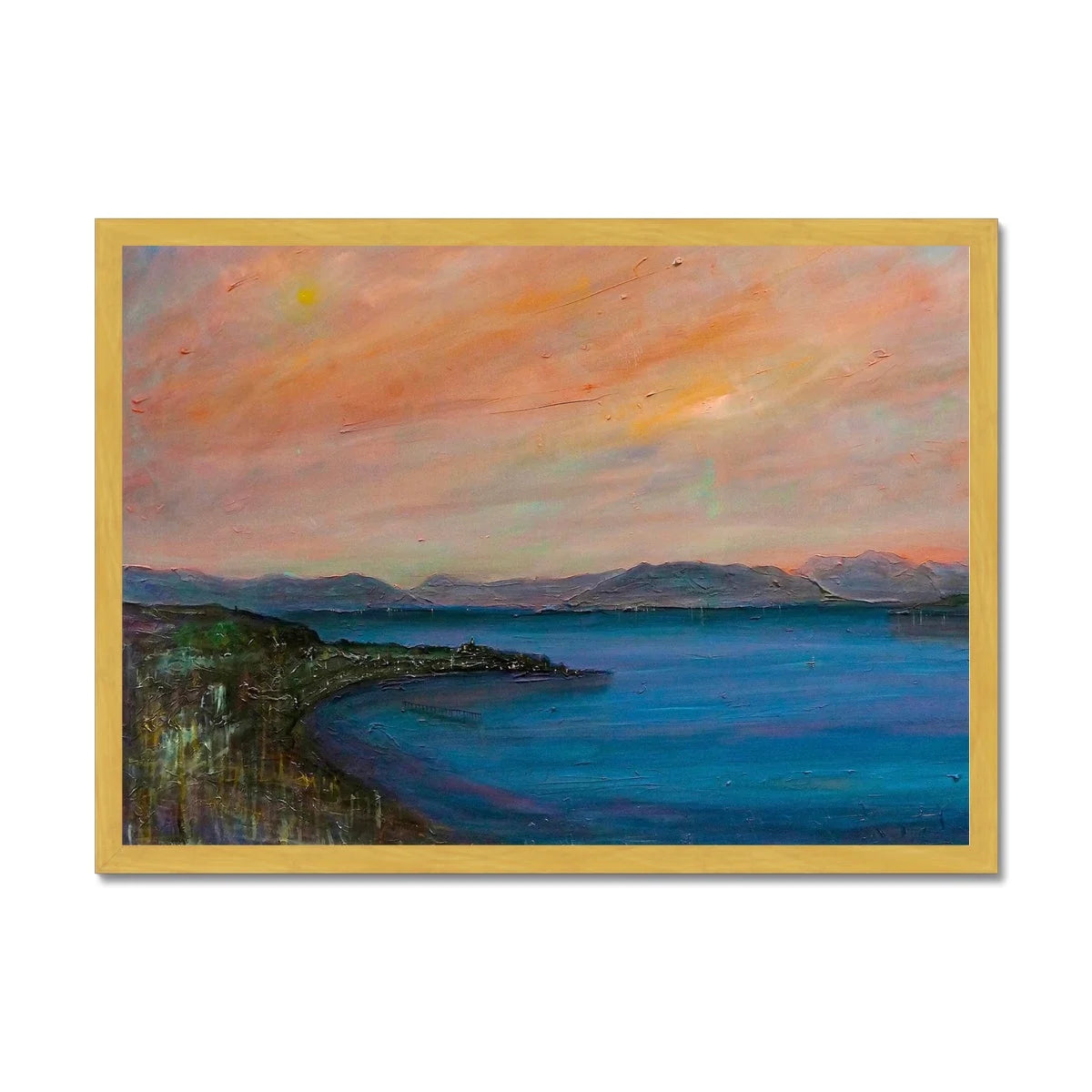 Dusk Over Gourock Antique Framed Print - River Clyde Art Gallery Scotland Worldwide Shipping Scottish Artist Fine Prints and Paintings