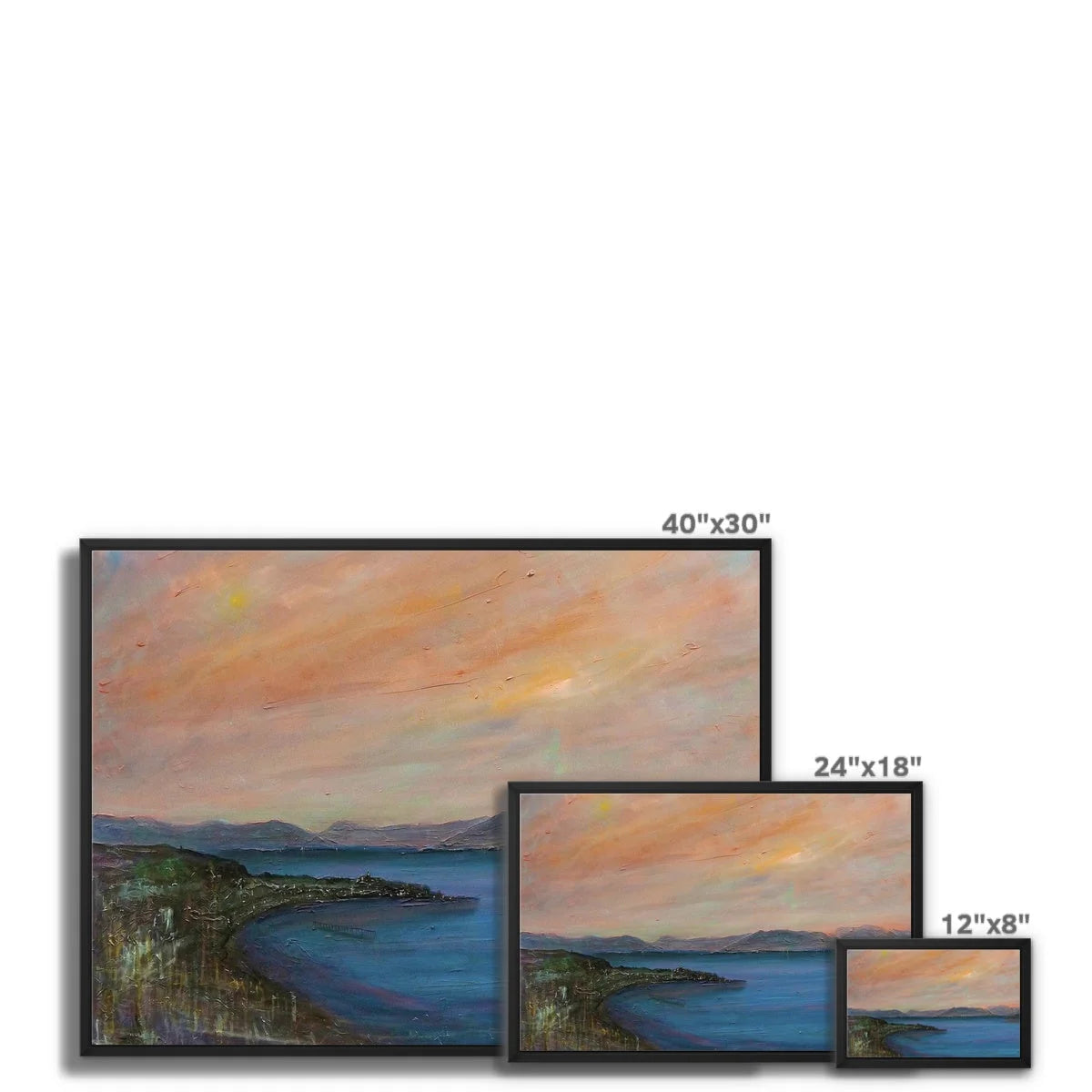 Dusk Over Gourock Framed Canvas - River Clyde Art Gallery Scotland Worldwide Shipping Scottish Artist Fine Prints and Paintings Collection