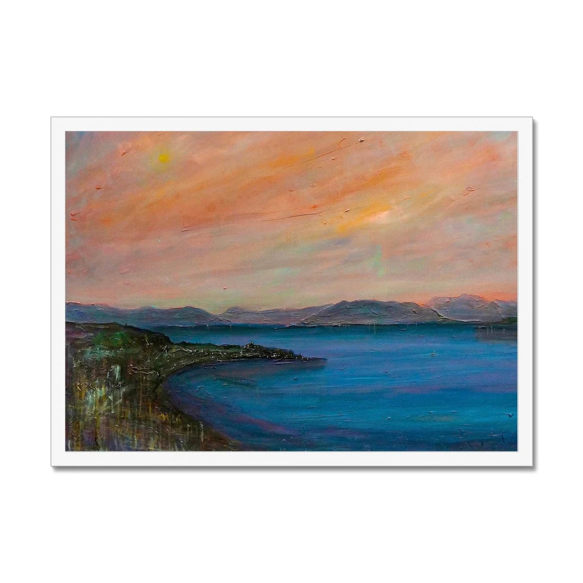 Dusk Over Gourock Framed Print - River Clyde Art Gallery Scotland Worldwide Shipping Scottish Artist Fine Prints and Paintings Collection