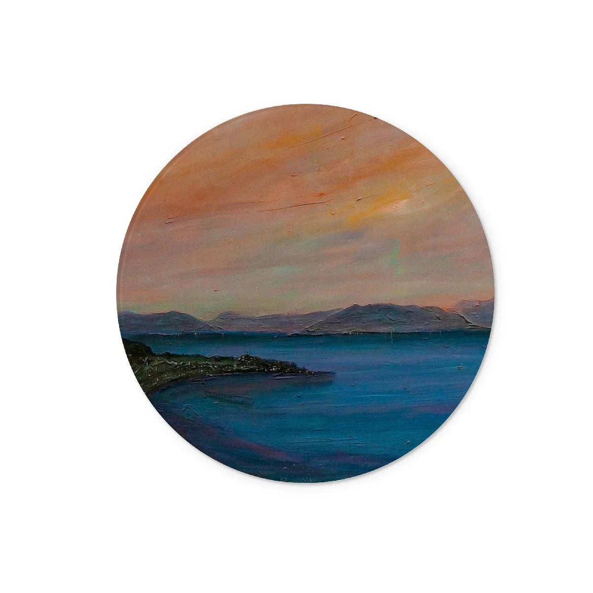 Dusk Over Gourock Glass Chopping Board - River Clyde Art Gallery Scotland Worldwide Shipping Scottish Prints