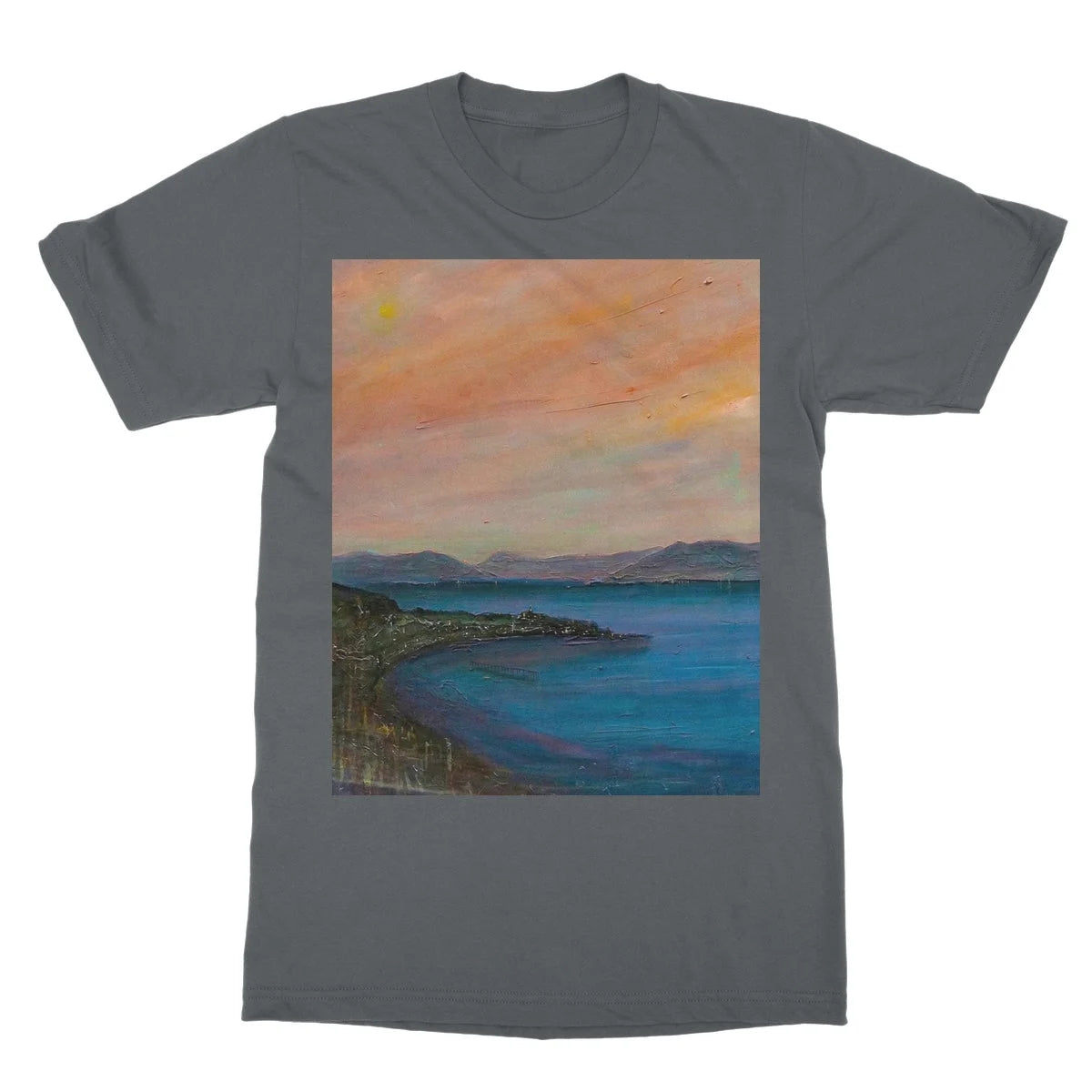 Dusk Over Gourock Softstyle T-shirt - River Clyde Art Gallery Scotland Worldwide Shipping Scottish Artist Fine Prints and Paintings