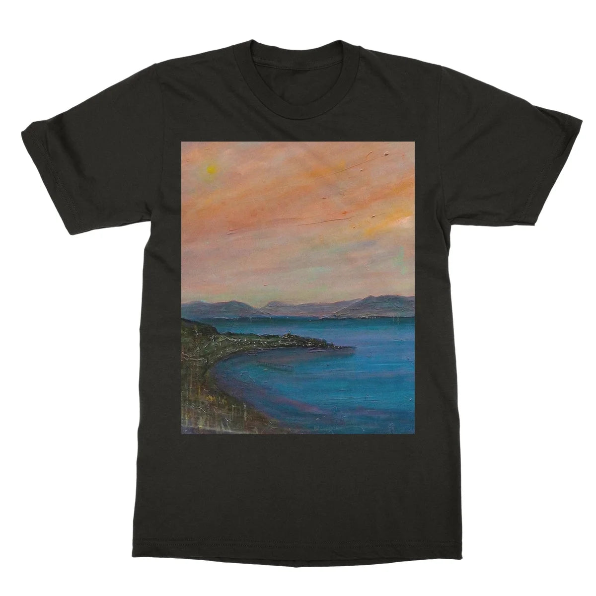 Dusk Over Gourock Softstyle T-shirt - River Clyde Art Gallery Scotland Worldwide Shipping Scottish Artist Fine Prints and Paintings