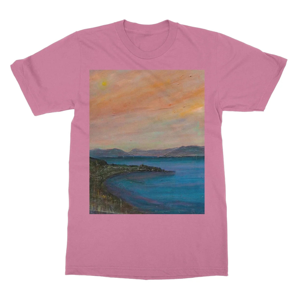 Dusk Over Gourock Softstyle T-shirt - River Clyde Art Gallery Scotland Worldwide Shipping Scottish Artist Fine Prints and Paintings