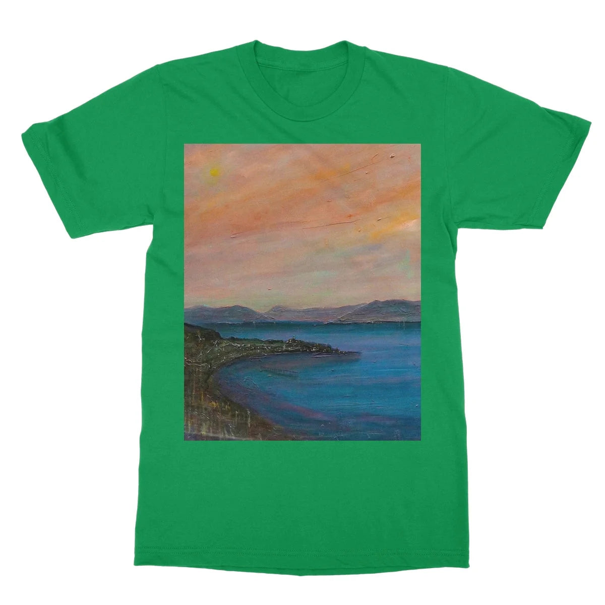 Dusk Over Gourock Softstyle T-shirt - River Clyde Art Gallery Scotland Worldwide Shipping Scottish Artist Fine Prints and Paintings